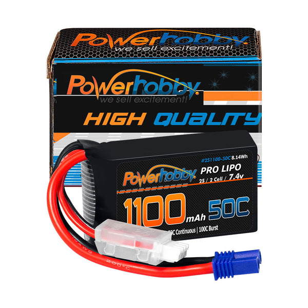 Powerhobby 2S 1100mAh 50C LiPo Battery w EC2 Plug : Losi Mini-B Mini-T 2.0 JRX2