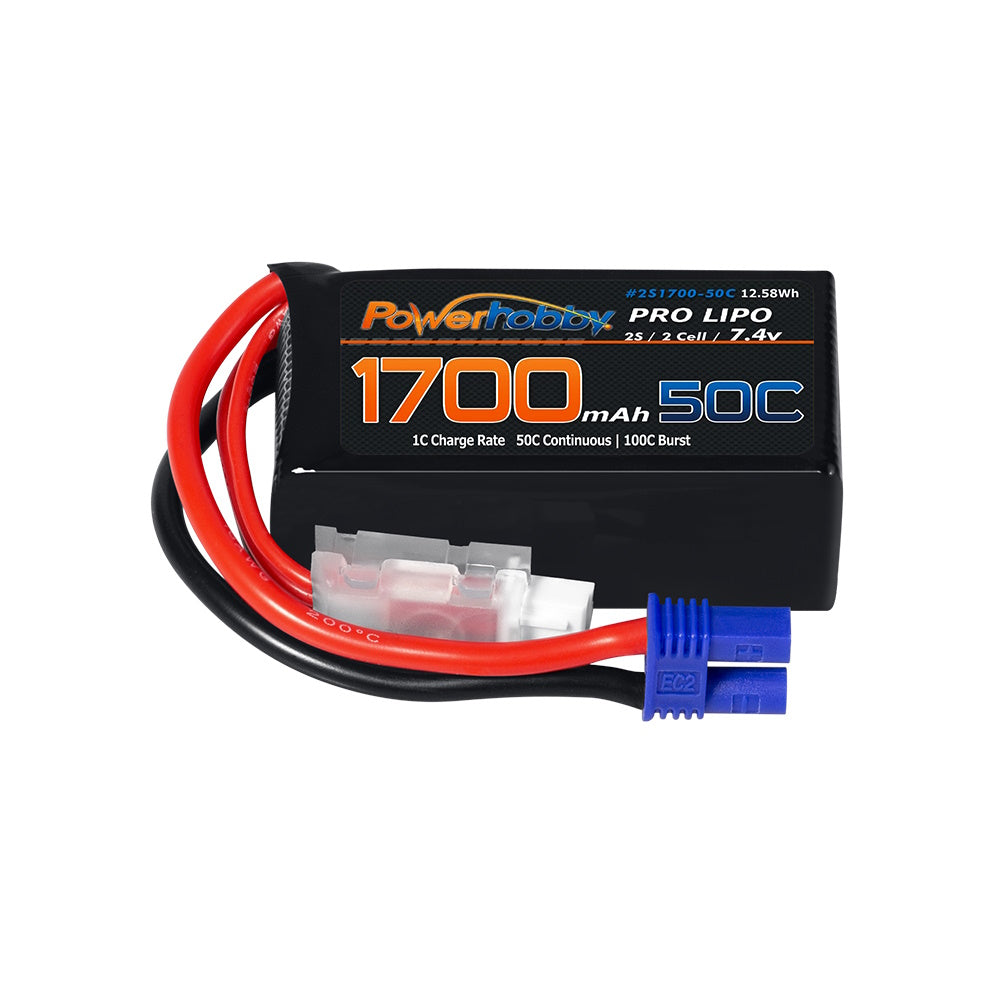 Powerhobby 2S 1700mAh 50C LiPo Battery w EC2 Plug : Losi Mini-B