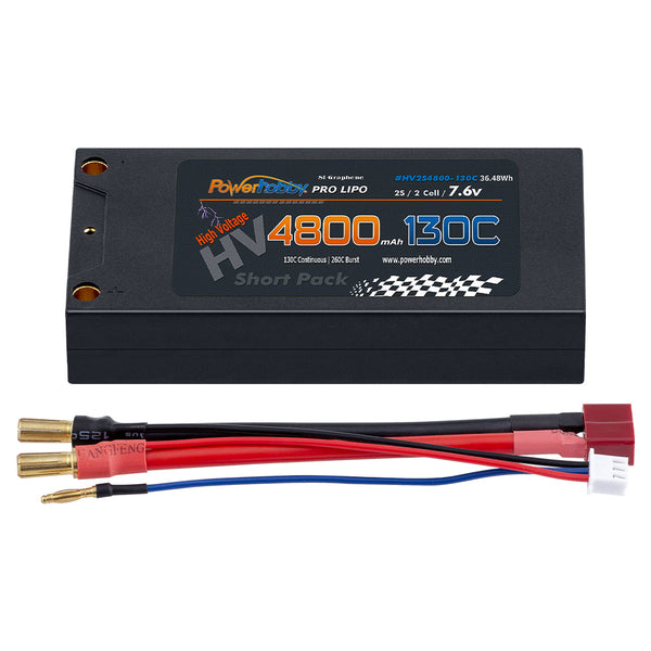 Powerhobby 2S 7.6V 4800mAh 130C HV + Graphene Shorty Lipo Battery 5mm LCG