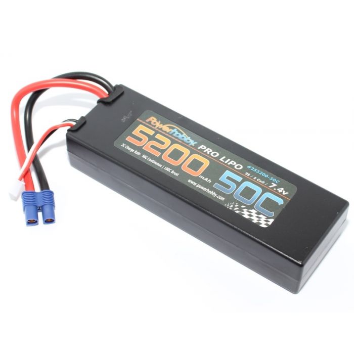 Power Hobby 2S 7.4V 5200mAh 50C LiPo Battery Pack w/ EC3 Plug Hard