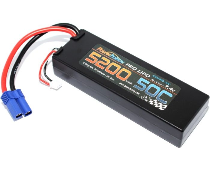 Power Hobby 5200mAh 7.4V 2S 50C LiPo Battery with Hardwired EC5