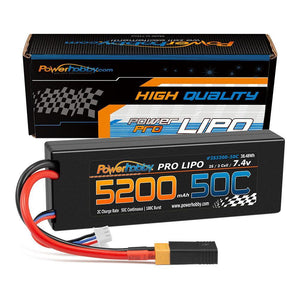 Powerhobby 2s 7.4v 5200mah 50c Lipo Battery w XT60 Plug + Adapter - Echo Six Hobbies
