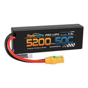 PowerHobby 2S 7.4V 5200mAh 50C Lipo Battery Pack w XT90 Connector Hard Case