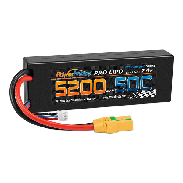 PowerHobby 2S 7.4V 5200mAh 50C Lipo Battery Pack w XT90 Connector Hard Case