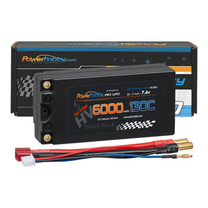 Powerhobby 2S 7.6V 6000mah 130C HV + Graphene Shorty Lipo Battery 5MM