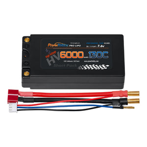 Powerhobby 2S 7.6V 6000mah 130C HV + Graphene Shorty Lipo Battery 5MM