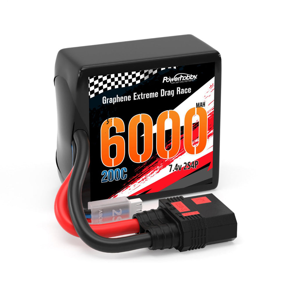 Powerhobby 2S 6000MAH 200C DRAG LIPO BATTERY PACK 2S4P w 8AWG Wire QS8 PLUG