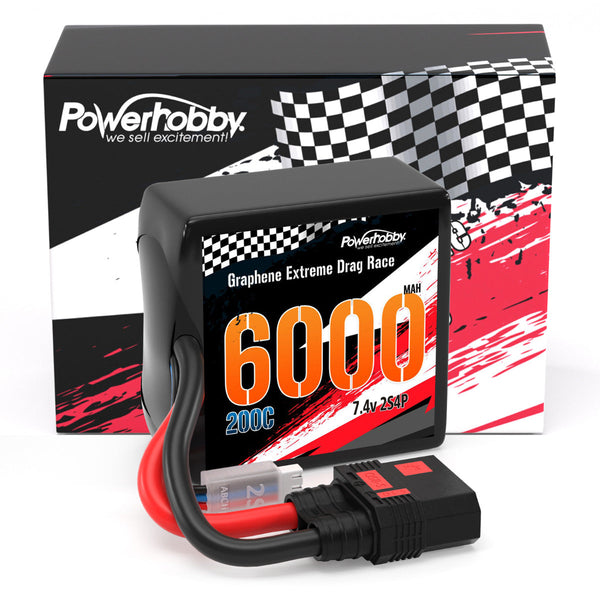 Powerhobby 2S 6000MAH 200C DRAG LIPO BATTERY PACK 2S4P w 8AWG Wire QS8 PLUG