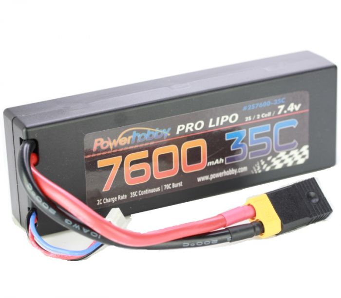 Power Hobby 7600mAh 7.4V 2S 35C LiPo Battery with Hardwired XT60