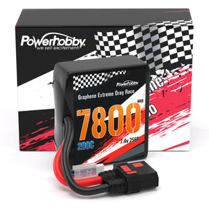 Powerhobby 2S 7800MAH 200C DRAG LIPO BATTERY PACK 2S6P w 8AWG Wire QS8 PLUG