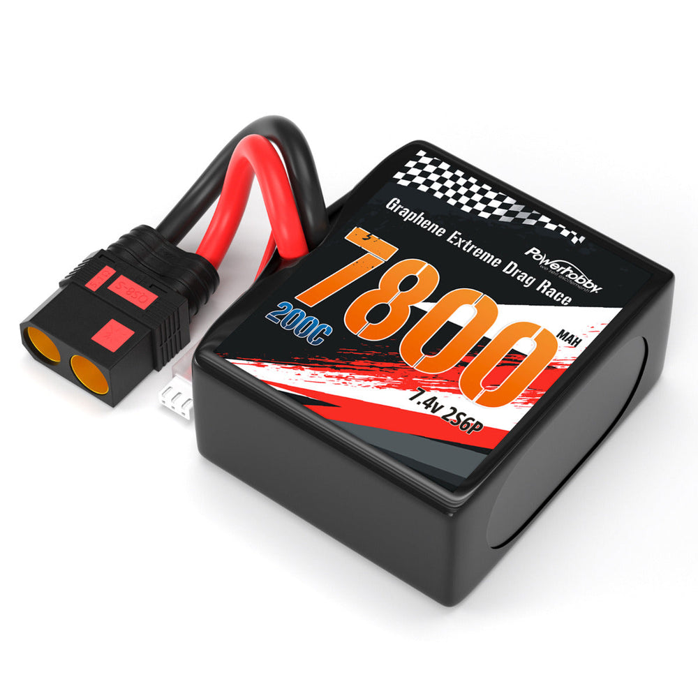 Powerhobby 2S 7800MAH 200C DRAG LIPO BATTERY PACK 2S6P w 8AWG Wire QS8 PLUG