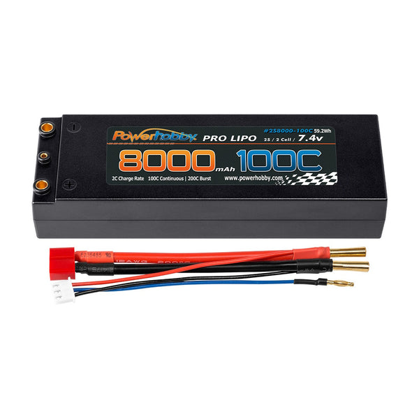 Powerhobby 2S 7.4V 8000mah 100C Lipo Battery Bullet Deans Plug