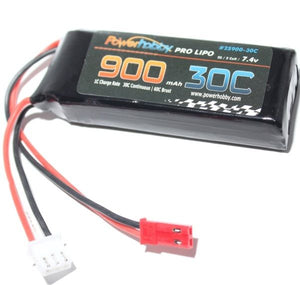 Power Hobby 900mAh 7.4v 2S 30C Lipo Battery with Hardwired JST