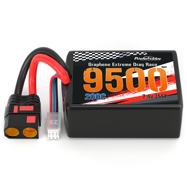 Powerhobby 2S 9500MAH 200C DRAG LIPO BATTERY PACK 2S5P w 8AWG Wire QS8 PLUG