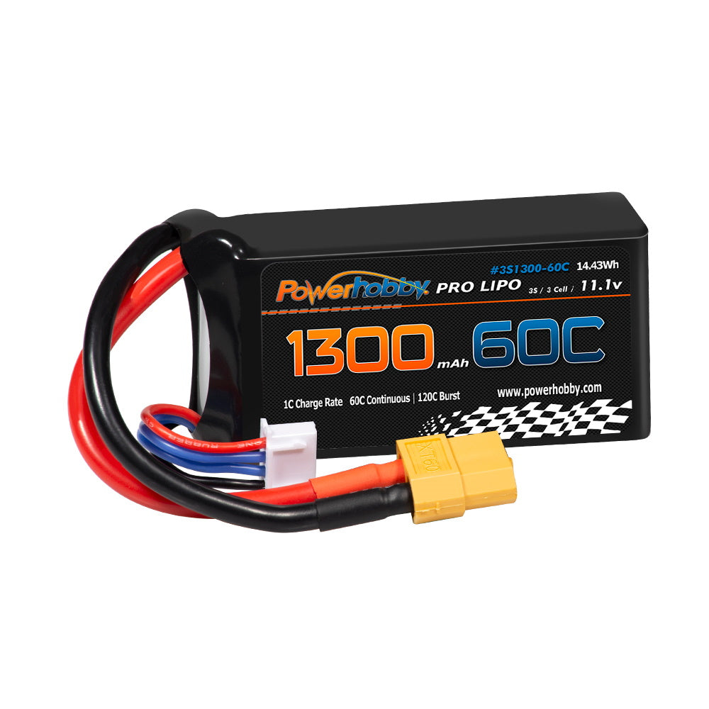 Powerhobby 3s 1300MAH 50C Lipo Battery w XT60 Plug