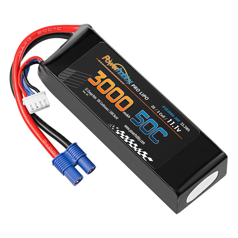 Power Hobby 3S 11.1V 3000mAh 50C LiPo Battery Pack w/ EC3 Connector