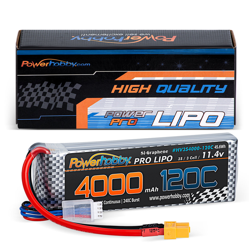 Powerhobby 3s 11.4V 4000mah 120c Graphne + HV Lipo Battery w XT60 Plug