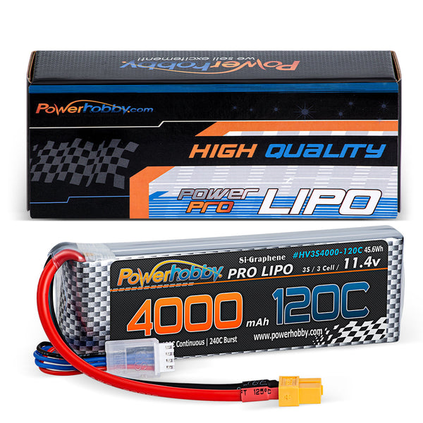 Powerhobby 3s 11.4V 4000mah 120c Graphne + HV Lipo Battery w XT60 Plug