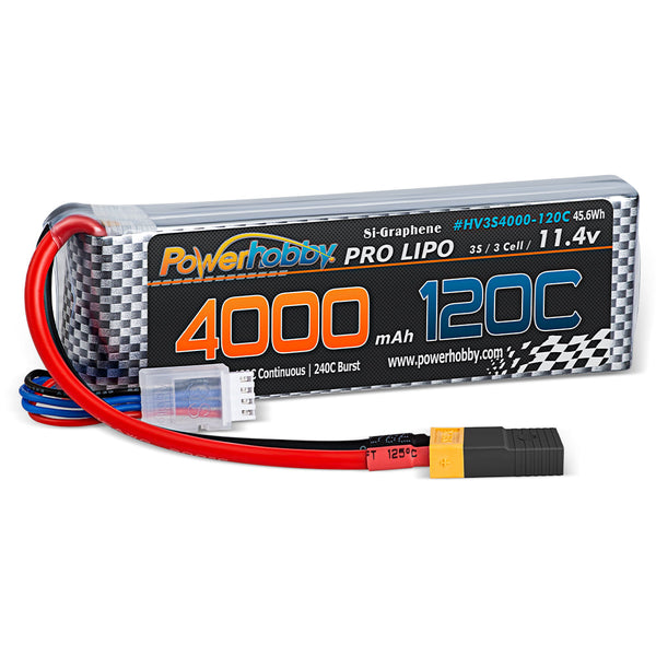 Powerhobby 3s 11.4V 4000mah 120c Graphne + HV Lipo Battery w XT60 Plug