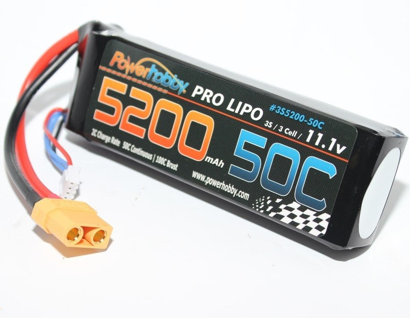 Power Hobby 5200mAh 11.1V 3S 50C LiPo Battery w/ Hardwired XT90