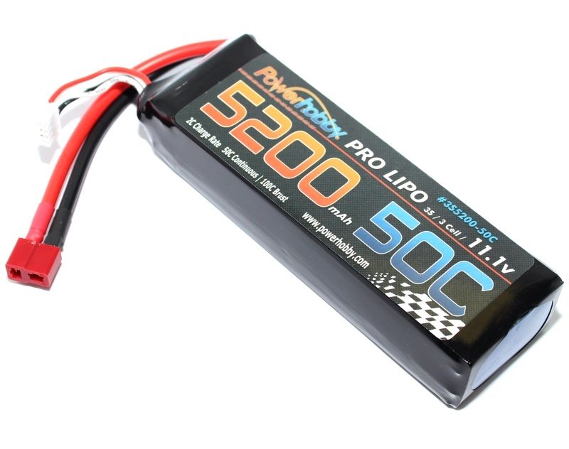 Power Hobby 5200mAh 11.1V 3S 50C LiPo Battery w/ Hardwired T-Plug