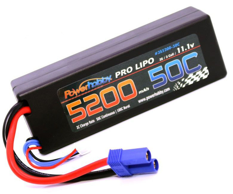 Power Hobby 5200mAh 11.1V 3S 50C LiPo Battery with Hard Case EC5
