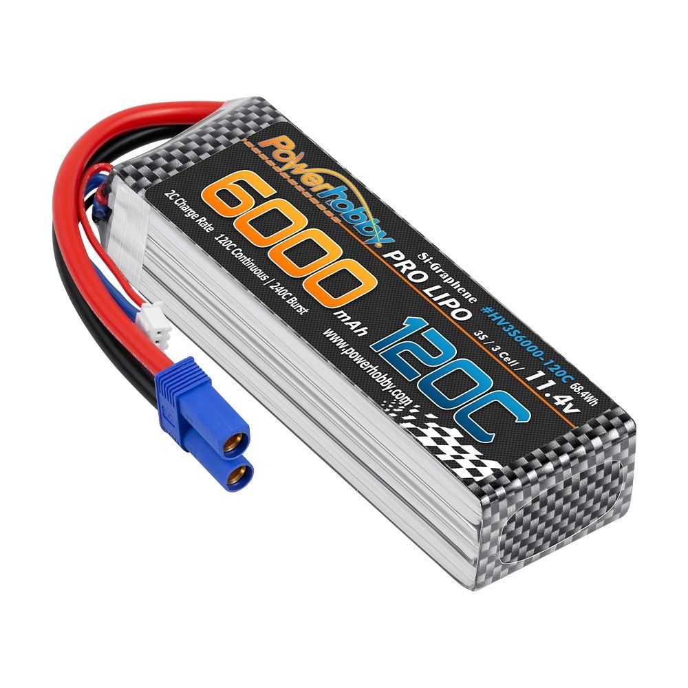 Power Hobby 3s 11.4V 6000mah 120c Graphne + HV Lipo Battery w EC5 Plug