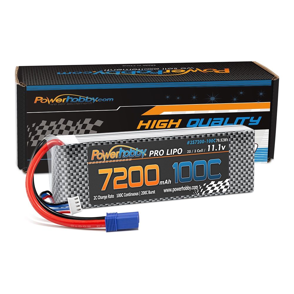Power Hobby 3S 11.1V 7200mAh 100C-200C LiPo Battery w/ EC5 Plug