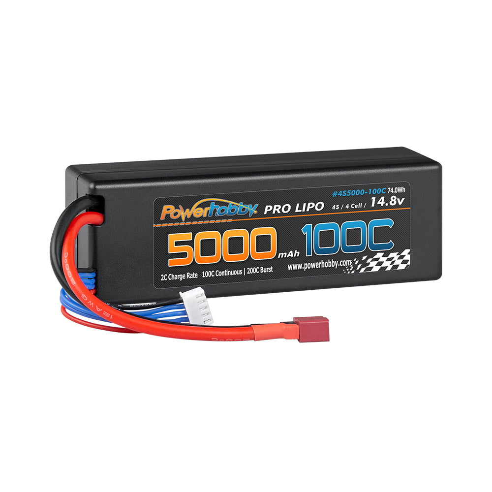 Powerhobby 4S 14.8V 5000mah 100C Lipo Battery w DEANS Plug Hard Case LCG