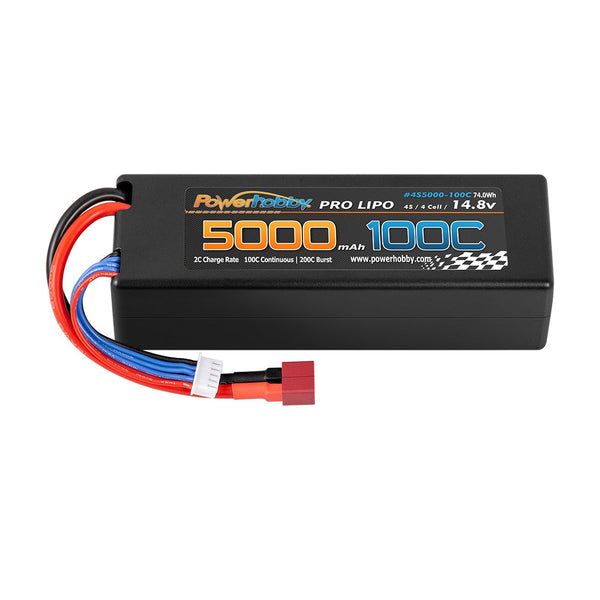 Powerhobby 4S 14.8V 5000mah 100C Lipo Battery w DEANS Plug Hard Case LCG
