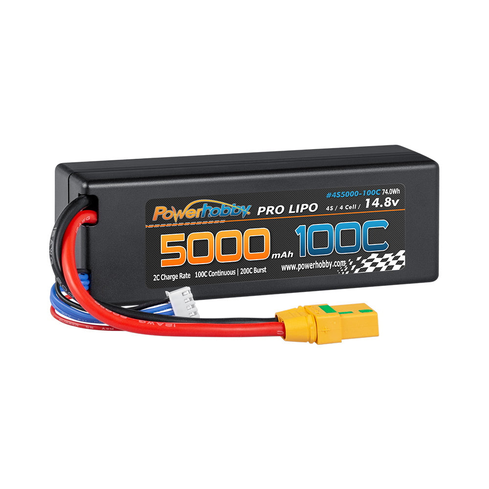 Powerhobby 4S 14.8V 5000mah 100C Lipo Battery w XT90 Plug Hard Case LCG