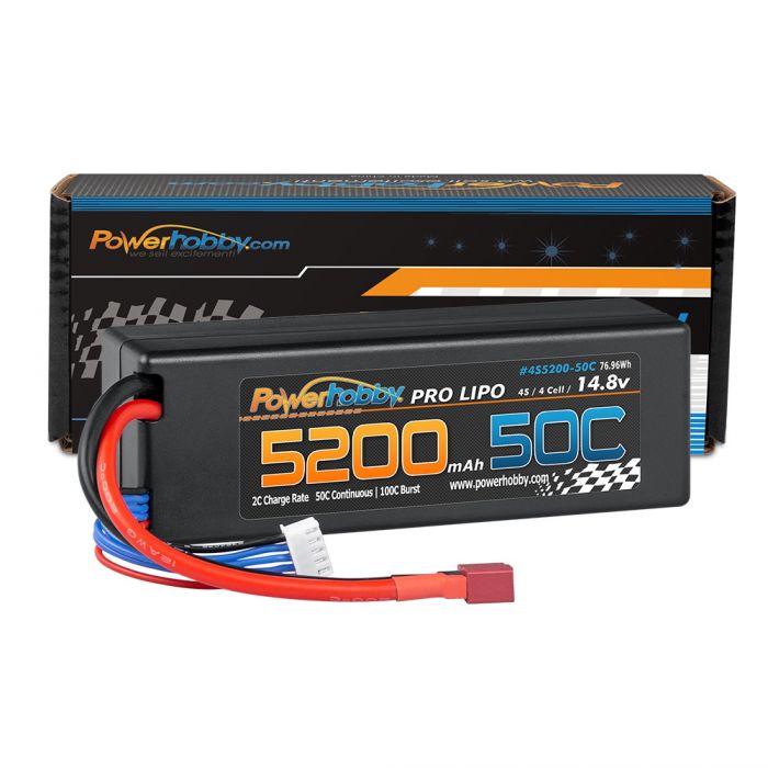 Power Hobby 4S 14.8v 5200mAh 50C LiPo Battery w/ Deans Plug Hard