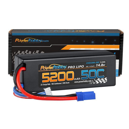 Power Hobby 4S 14.8v 5200mAh 50C LiPo Battery w/ EC5 Plug Hard Case