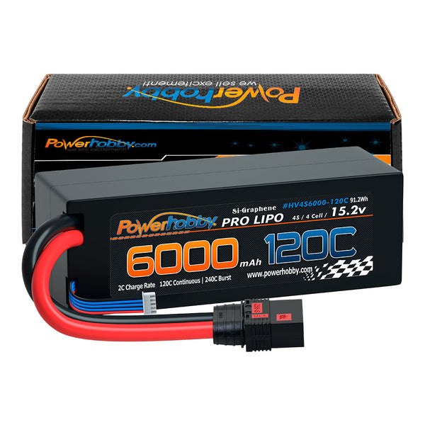 Powerhobby 4s 15.2v 6000MAH 120C Graphene + HV Lipo Battery QS8 Plug Hard Case 8AWG