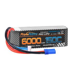 Powerhobby HV + GRAPHENE 4S 15.2V 6000mah 150C Lipo Battery W EC5 Plug 4-Cell
