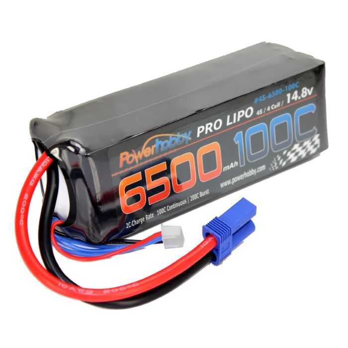 Power Hobby 4S 14.8V 6500mAh 100C Lipo Battery w EC5 Plug Soft Case