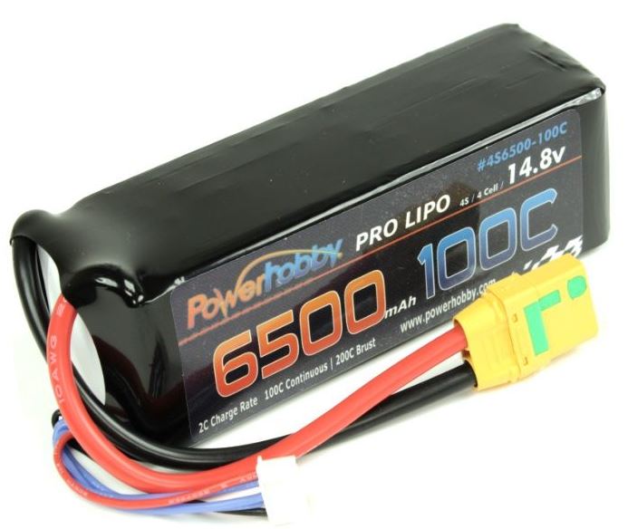Power Hobby 4S 14.8V 6500mAh 100C Lipo Battery w XT90 Plug Soft Case