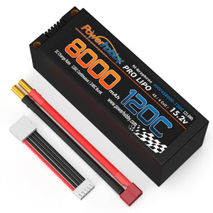 Powerhobby 15.2V 4S 8000MAH 120C Graphene + HV Lipo Battery 5mm Bullets Deans
