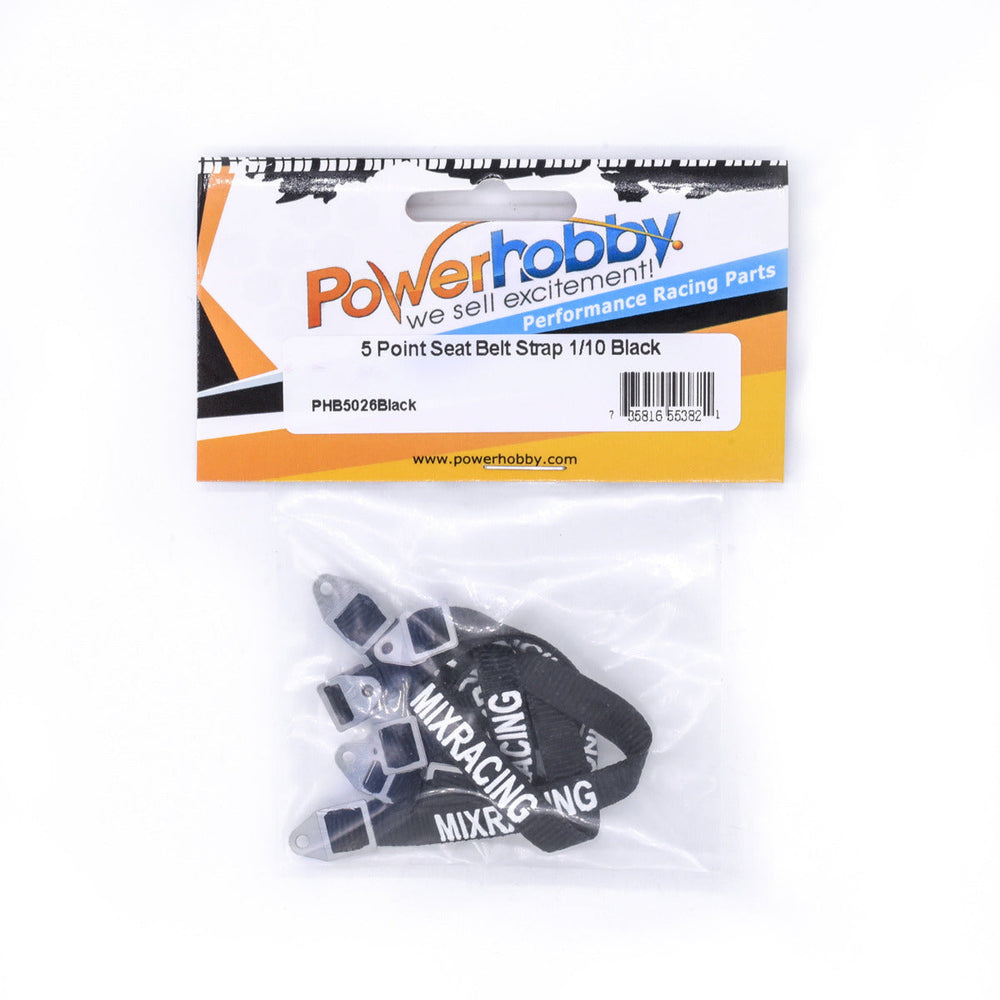 Powerhobby 5 Point Seat Belt Strap 1/10 Scale Rock Crawler Black