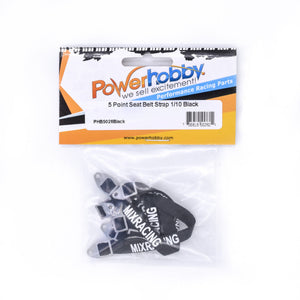 Powerhobby 5 Point Seat Belt Strap 1/10 Scale Rock Crawler Black