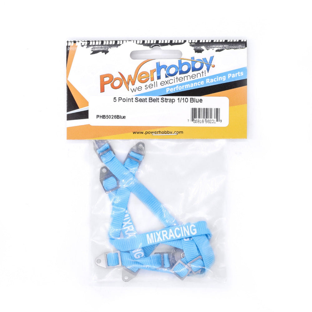 Powerhobby 5 Point Seat Belt Strap 1/10 Scale Rock Crawler Blue