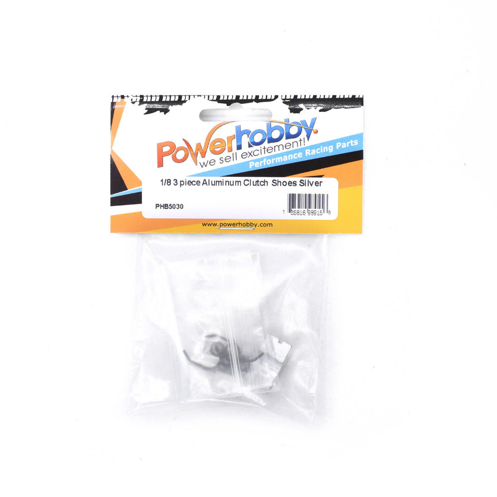 Powerhobby Aluminum 3-Shoe Clutch Shoes with Springs Silver
