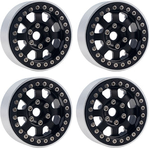 Powerhobby B1 Aluminum 1.9 Beadlock Wheels 9mm Hubs Black (4) 1/10 Rock Crawler