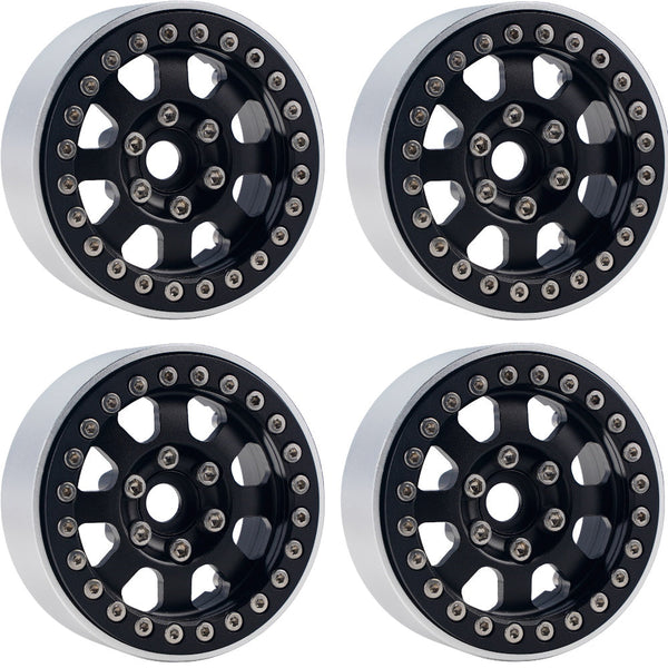 Powerhobby B1 Aluminum 1.9 Beadlock Wheels 9mm Hubs Black (4) 1/10 Rock Crawler