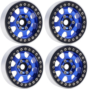 Powerhobby B1 Aluminum 1.9 Beadlock Wheels w 9mm Hubs Blue (4) 1/10 Rock Crawler