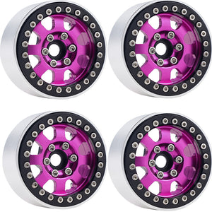 Powerhobby B1 Aluminum 1.9 Beadlock Wheels w 9mm Hubs Pink (4) 1/10 Rock Crawler