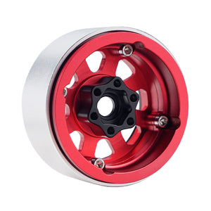 Powerhobby B1 Aluminum 1.9 Beadlock Wheels w 9mm Hubs Red (4) 1/10 Rock Crawler