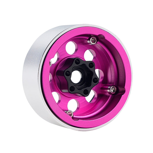 Powerhobby B2 Aluminum 1.9 Beadlock Wheels 9mm Hubs Pink (4) 1/10 Rock Crawler