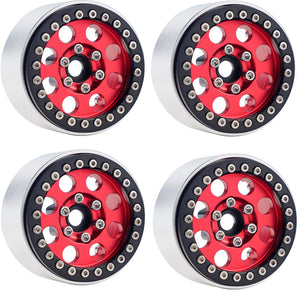 Powerhobby B2 Aluminum 1.9 Beadlock Wheels 9mm Hubs Red (4) 1/10 Rock Crawler