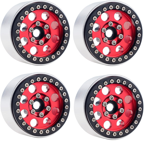 Powerhobby B2 Aluminum 1.9 Beadlock Wheels 9mm Hubs Red (4) 1/10 Rock Crawler